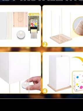 DIY Wooden Lantern Kit with White Paper Shade